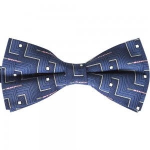 Papion bleumarin, model alb-negru labirint, clasic