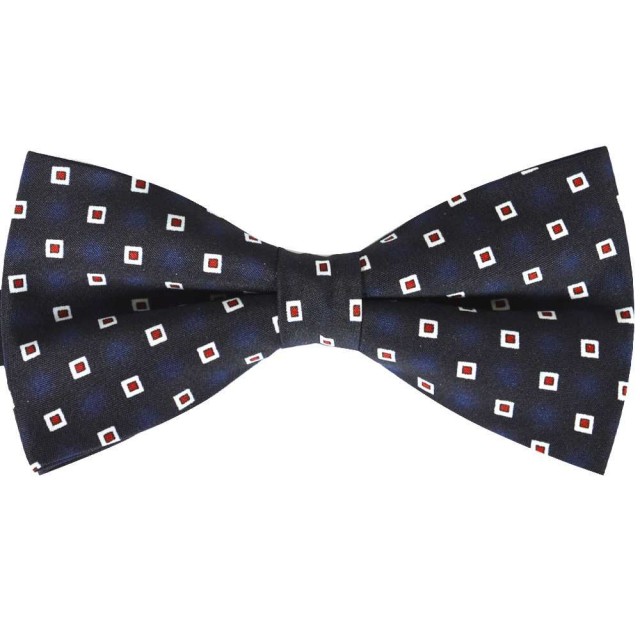 Papion bleumarin, patratele albe, rosii, clasic