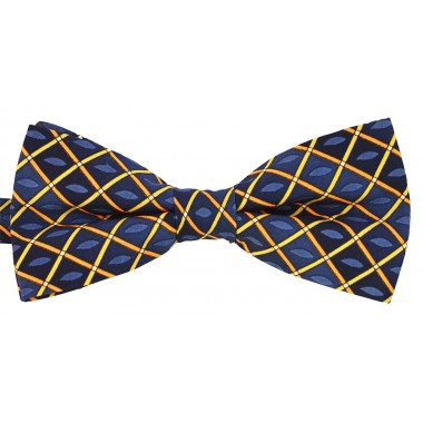 Papion barbati, albastru indigo, cu model abstract portocaliu clasic 