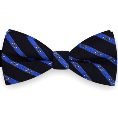 Papion barbati, bleumarin, clasic, imprimeu valuri