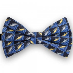 Papion barbati, albastru cobalt, imprimeuri geometrice