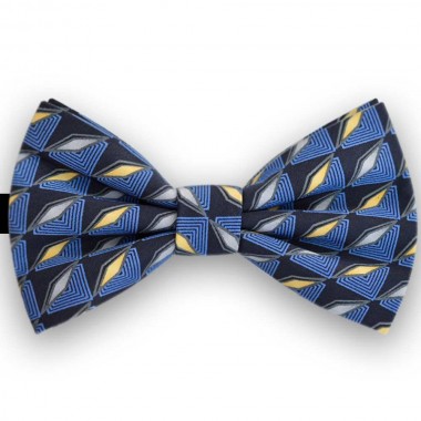 Papion barbati, albastru cobalt, imprimeuri geometrice