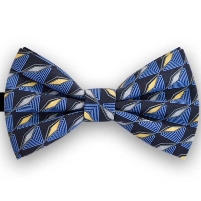 Papion barbati, albastru cobalt, imprimeuri geometrice