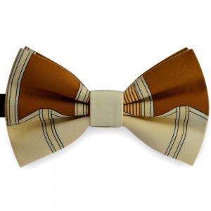 Papion bicolor, ocru deschis, bronz, imprimeuri abstracte