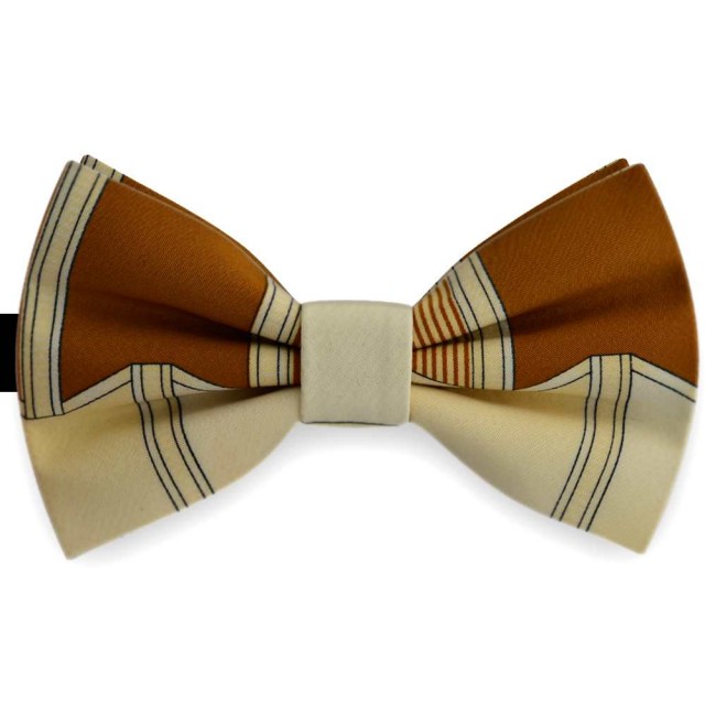 Papion bicolor, ocru deschis, bronz, imprimeuri abstracte