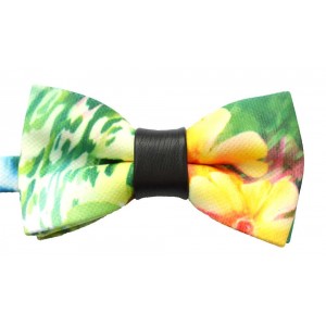 Papion barbati multicolor cu nod din piele 1753