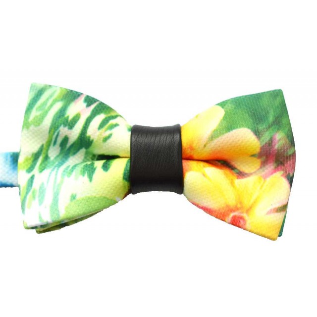 Papion barbati multicolor cu nod din piele 1753