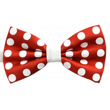 Papion barbati rosu cu buline albe butterfly 