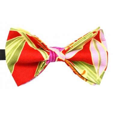 Papion barbati rosu cu model floral multicolor 