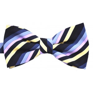 Papion colorat cu dungi oblice galbene negre roz bleu bleumarin 