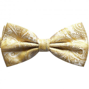 Papion crem cu model floral auriu 1616