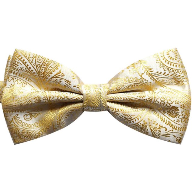 Papion crem cu model floral auriu 1616