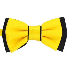  Papion bărbați, galben cu fundal negru, nod galben 
