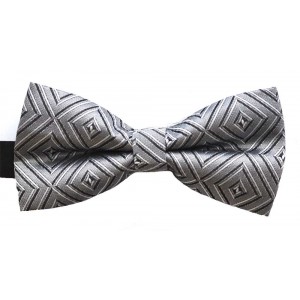 Papion argintiu cu model abstract alb cu negru 1766
