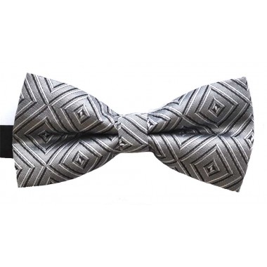 Papion argintiu cu model abstract alb cu negru 1766