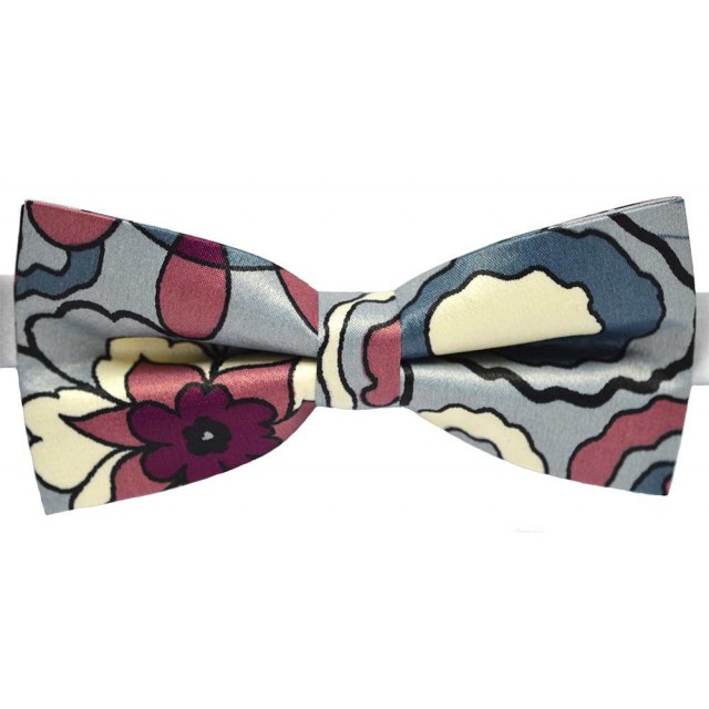 Papion gri cu model floral Clara 