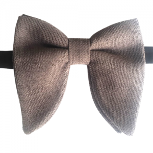 Papion self-tie, nod cusut, model Velvet Spell, catifea raiata gri