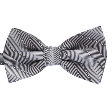 Papion gri cu model abstract negru si patratele albe 