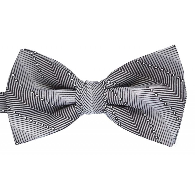 Papion gri cu model abstract negru si patratele albe 