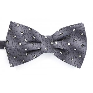 Papion gri cu model floral alb cu negru 