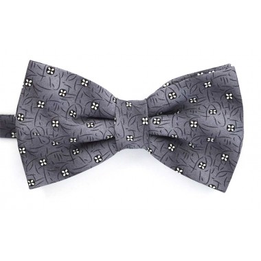 Papion gri cu model floral alb cu negru 