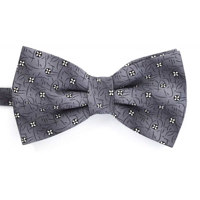 Papion gri cu model floral alb cu negru 