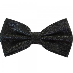 Papion negru cu model floral brodat 1619