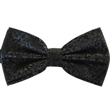 Papion negru cu model floral brodat 1619