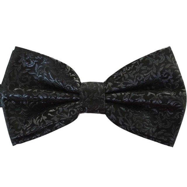 Papion negru cu model floral brodat 1619