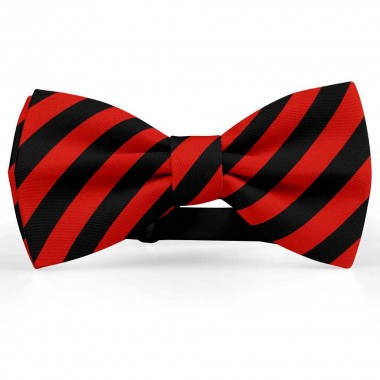 Papion butterfly, negru, dungi late rosu-mac