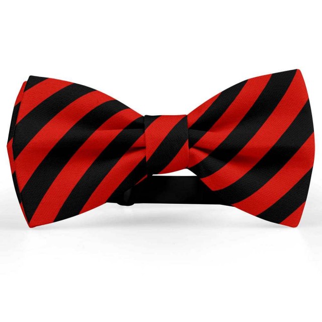 Papion butterfly, negru, dungi late rosu-mac