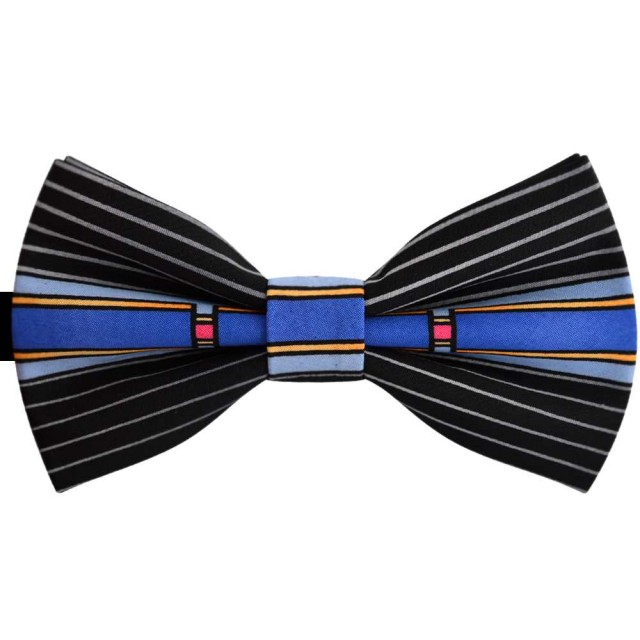 Papion negru lignit, imprimeu inspiratie urbana, butterfly