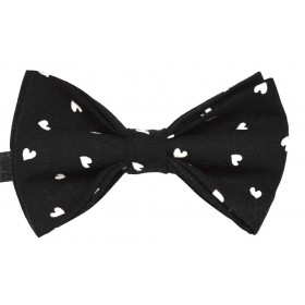 Papion unisex, negru cu inimioare albe 