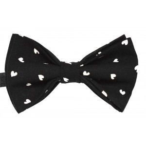 Papion unisex, negru cu inimioare albe 