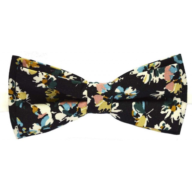 Papion negru cu model floral colorat Ella 1640
