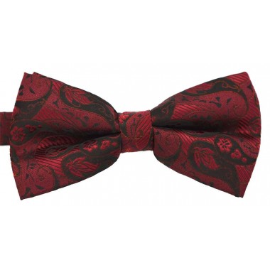 Papion negru cu model floral embosat visiniu 1739