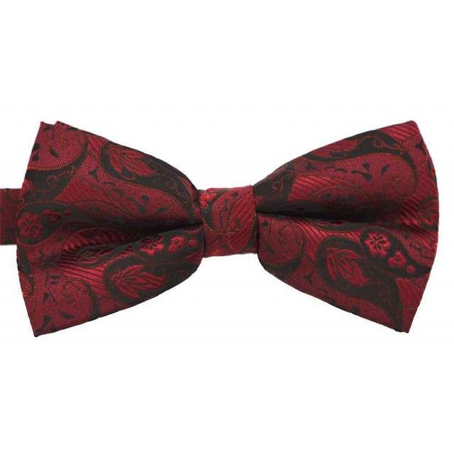Papion negru cu model floral embosat visiniu 1739