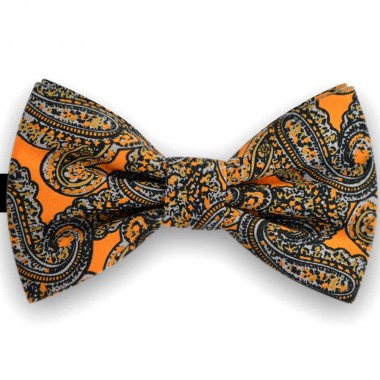 Papion barbati, portocaliu mandarina, imprimeu paisley