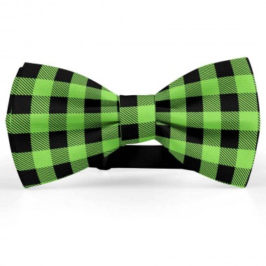 Papion pentru barbati, negru-verde-absint, model carouri