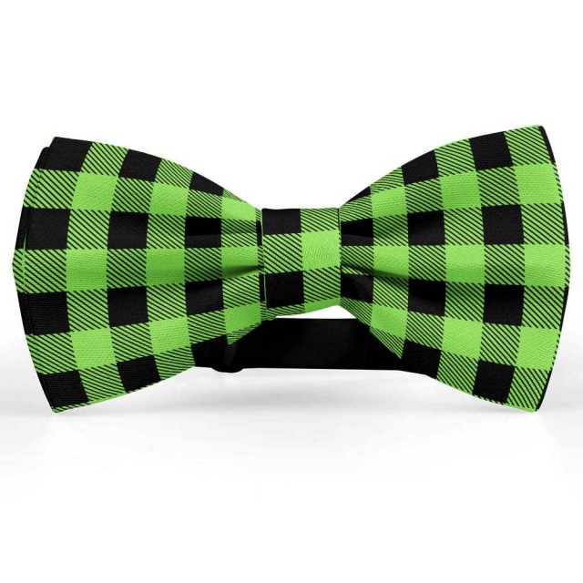 Papion pentru barbati, negru-verde-absint, model carouri