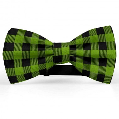 Papion barbati, negru-verde iarba, model carouri