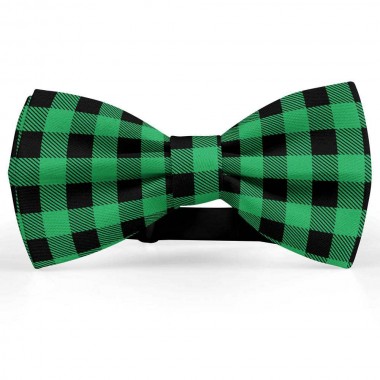 Papion barbati, negru-verde malachita, model carouri