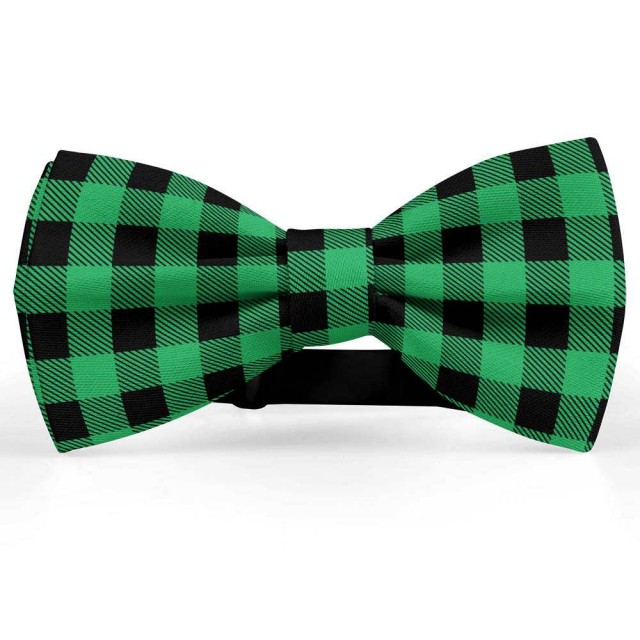 Papion barbati, negru-verde malachita, model carouri
