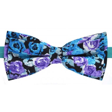 Papion negru cu model floral colorat Nicole 