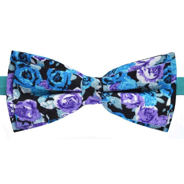 Papion negru cu model floral colorat Nicole 