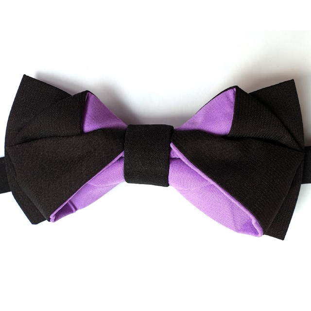 Papion modern, bicolor, negru si mov, model Oddy Shape