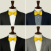 Papion galben bărbați – satin de mătase cu model romb, elegant, pre-legat