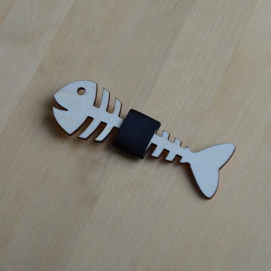 Papion de lemn, personalizat, model Fishbone