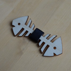 Papion de lemn, personalizat, model Double Fishbone