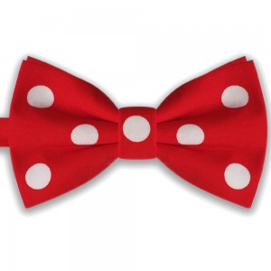 Papion barbati, butterfly, rosu cu buline mari albe